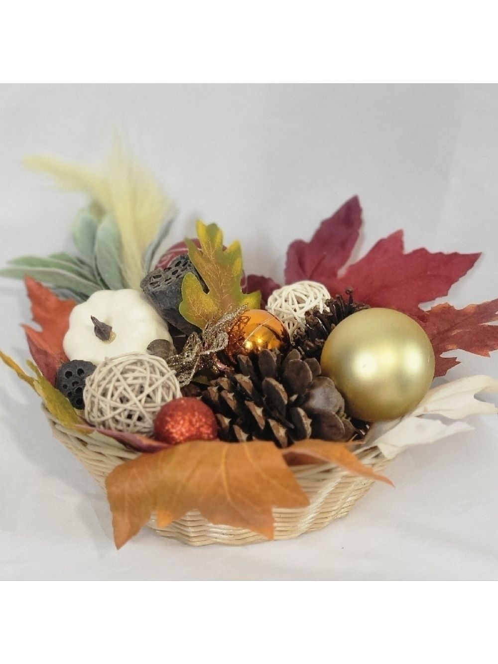 Handcrafted Autumnal Decorative Basket Centerpiece